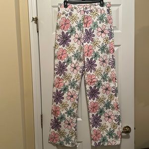 Floral print jeans
